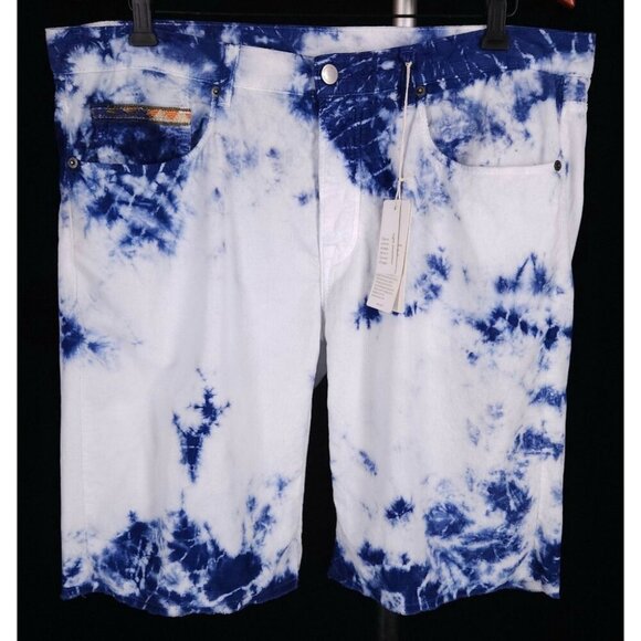 Massimo Alba Slim-Fit Tie-Dyed Cotton-Corduroy Shorts Size 36 L Blue Mens $375 - Picture 1 of 16